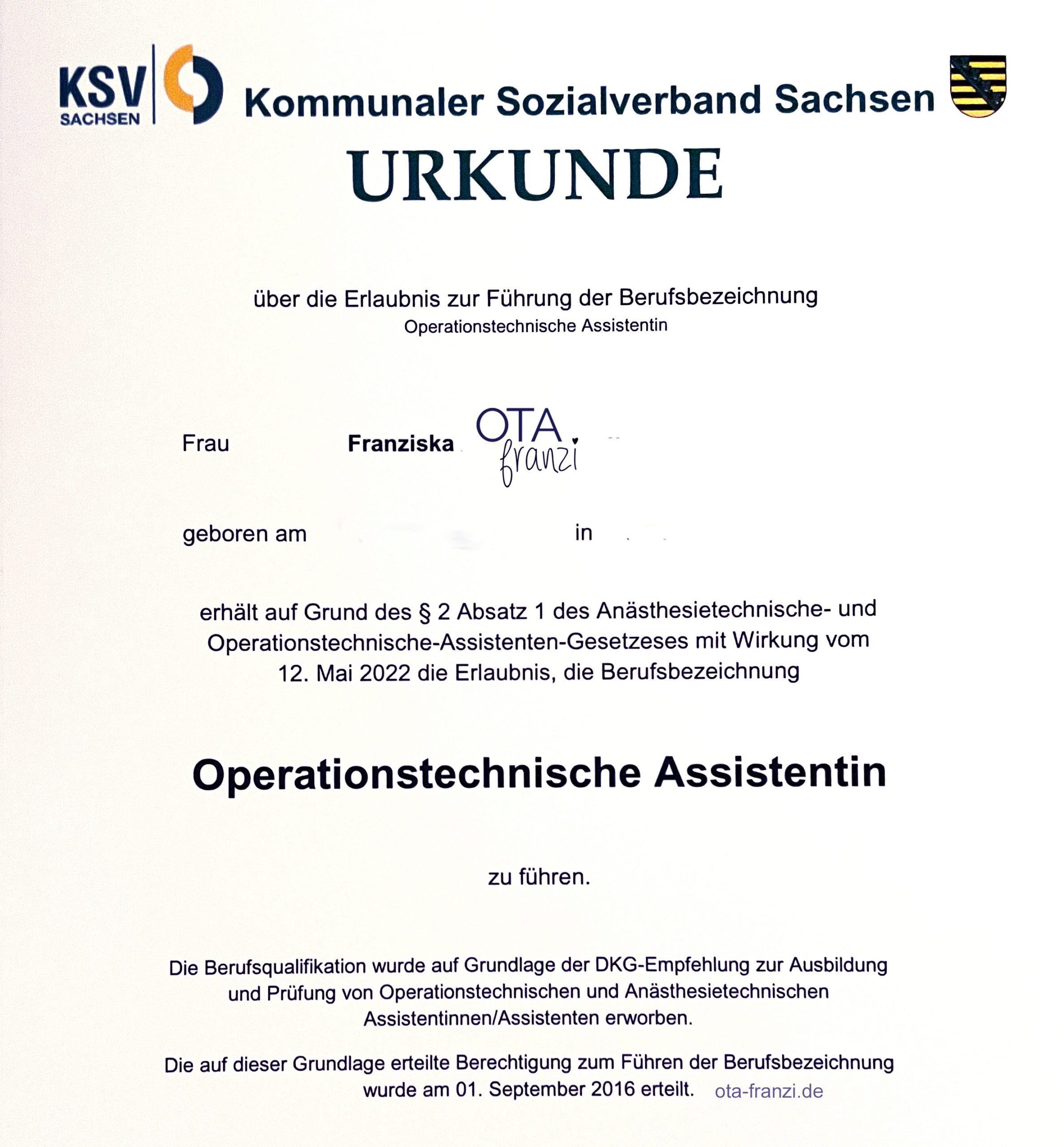 Staatliche Anerkennung OTA. Ota-franzi.de